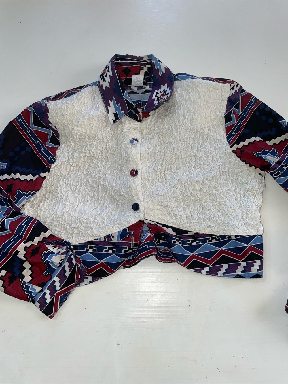 Vintage Roughrider cropped western rodeo shirt large made in USA